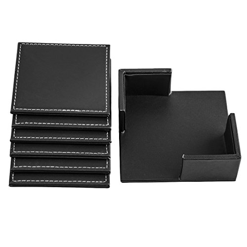 FOKOM 6er Untersetzer Untersatz Tasse Matte Coaster Cup Mat mit Halter-Schwarz - 5