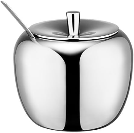 HardNok Stainless Steel Sugar Bowl with Lid and Sugar Spoon, 16.9 Ounces (500 Milliliter)