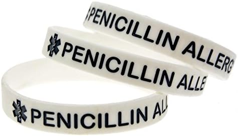 CMJ™ X2 (White) PENICILLIN ALLERGY Awareness Silicone Wristband Medical Alert Bracelet Wristbands