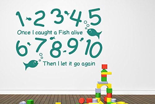 1 2 3 4 5 Once I Caught A Fish Alive Wall Stickers Art Decals - Large (Height 57cm x Width 75cm) Shiny Gold