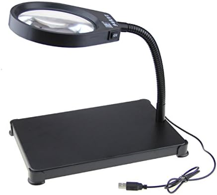 LDFN 8X Desktop Magnifier For Seniors Reading Electronic Maintenance Inspection With LED Lights Magnifying,Black-280*180*250mm