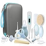 El kit Perfecto para Cuidado del Bebé: Vienen con todos accesorios lo que necesita para cuidar al bebé.Tijeras para niños,3 pcs limas de uñas,cortauña,cepillo de lana especial para recién nacidos,peine recién nacido,aspirador nasal seguro,termómetro electrónico,alimentador de drogas,Cuchara de Oreja con LED,taza de medir,cepillo de dedos, Pegamento para la mordida de troyano y caja de almacenamiento.
