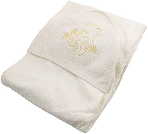 Runer 70%Bamboo+30%Cotton Baby Hooded Towel/90*90cm-35*35 inch/GSM500/white,pink,blue color-with bear embroidered (White)
