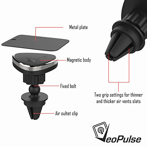 supporto da auto magnetico -VeoPulse nero - Porta cellulare - (iphone 6 6plus 5 5S 4 4S...,samsung galaxy S4 S5 S6 Note 3 4 ,htc,nokia,nexus,LG...)
