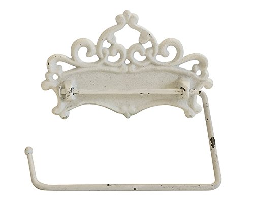 Toilettenpapierhalter WC-Rollenhalter Gusseisen Antik-Stil Weiß
