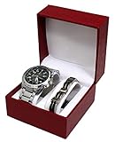 Pack Montre Homme Silver ET GOURMETTE en Acier Coffret Cadeau Men