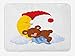 Produktbild MLNHY Bear Bath Mat, Adorable Cartoon for Kids Cute Baby Character Falls Asleep on Moon with Hat and Clouds, Plush Bathroom Decor Mat with Non Slip Backing, 23.6 W X 15.7 W Inches, Multicolor