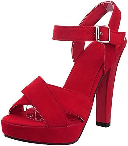CooCept Women Sexy High Heel Shoes High Heels Sandals (UK5 , Red)