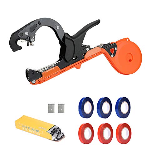 Preisvergleich Produktbild Bindezange für Pflanzen, Aktualisierte Bandzange Bindezange Tapetool Handbindemaschine für Trauben Tomaten Gemüse, Landwirtschaft Garten Bindemaschine mit 1 Schachtel Heftklammern und 6 Bandrollen