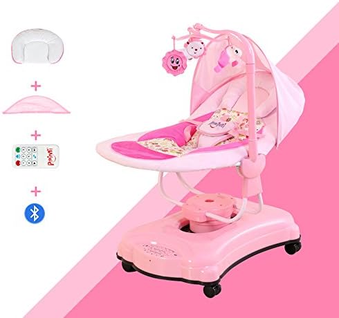 Travel Cots Brisk- Baby electric rocking chair Comfort chair Cradle bed child automatic intelligent Shaking bed (Color : Bluetooth pink)