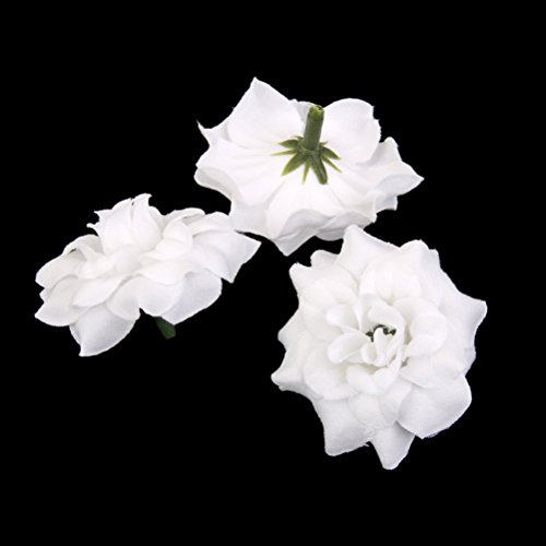 VORCOOL 50 Stück Kunstblumen Rosenköpfe Stoffrosen Deko-Blüte (Weiß) - 2