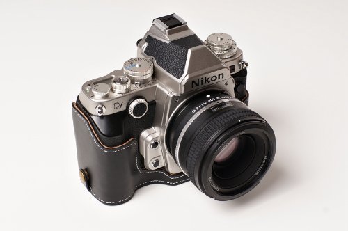 TP Main v  ritable Cuir v  ritable Demi Camera Case Sac Housse pour Nikon Df Bas noir Ouverture Version