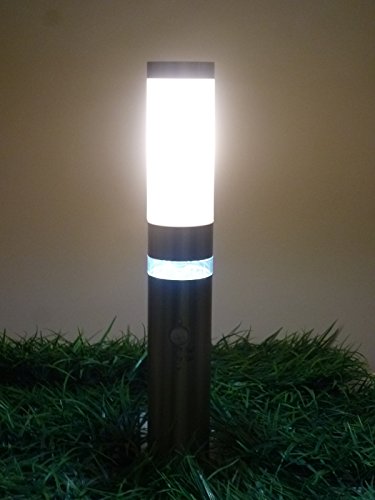 Edelstahl LED-Außenleuchte Sockelleuchte Lisa Hauptlicht mit Bewegungsmelder und LED Ring als Grundlicht, Außenlampe - 9