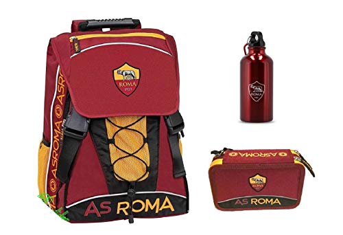 ZAINO SCUOLA ROMA calcio estensibile ORIGINALE NUOVA COLLEZIONE 2019 calcio tifoso + ASTUCCIO 3 PIANI COMPLETO + omaggio borraccia + omaggio penna glitterata + omaggio segnalibro