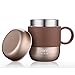 Produktbild Isolierte Kaffeetasse, Doppelwand Edelstahl Vakuum Thermobecher mit Deckel und Griff für Frauen und Herren [280ml / 9.5 OZ] (Champagner)