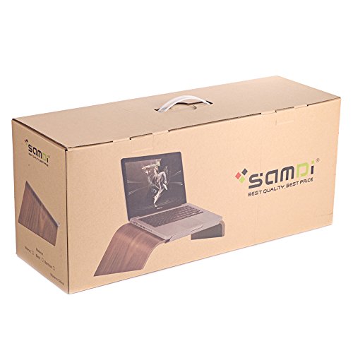 SAMDI Notebookständer mit Schublade | Universal Laptop aus Holz Stand Halter Halterung | Dock Gradient Oblique für Air/Pro Retina 11″/ 12″ / 13″/ 15″ PC Notebook(Beige) - 7