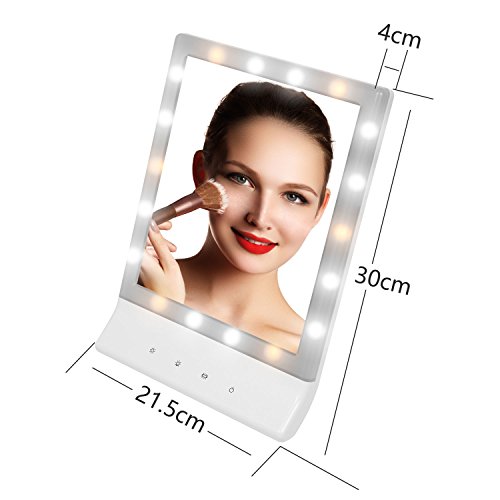 LED-Make-up-Spiegel, 18 LED-Licht 11,8 „Bildschirm Eitelkeit Kosmetik Spiegel 3 Helligkeit einstellbar, Portable Design für Tabletop, Reisen, Rasieren, Waschen, Dressing - 5