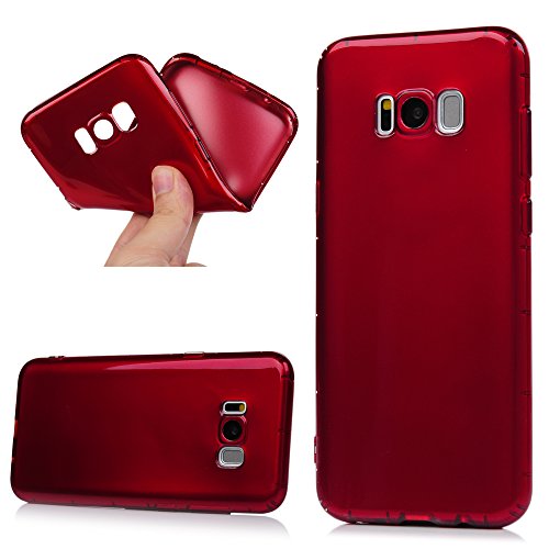 Lanveni S8 Plus Hülle, Handyhülle Etui Protective Case Cover TPU Silikon Schutzhülle Bumper Handytasche TPU-Bumper Weiche Silikon Case mit Anti-Fall Design für Samsung Galaxy S8 Plus (Rot) + 1 x Stylus Stift + 1 x Staubdichte Stecker + 1 x Schutzfolie - 2