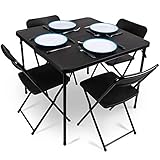 ✅ Zusammenfaltbar - Wasserabweisend und abwaschbar - Robuster Stahlrahmen, Kunststoffvakuum geformte Tischplatte