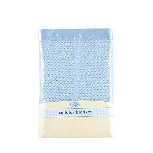 DK 100 Percent Cotton Cellular Pram Blanket (Sky)
