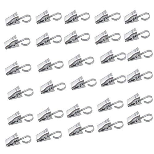 100pcs clips de acero inoxidable ganchos cortina Clips con ganchos Clips para colgar Clips Drapery Pinza Multiusos para decoración del hogar