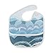 Produktbild Rtosd Blaue Meerwasser Webart Ozean Gewohnheit weiche wasserdichte waschbare Fleck und Geruch beständige Baby Fütterungsdribbeln Sabber Lätzchen Spucktücher für Säuglingsoverall für 6 24 Monate
