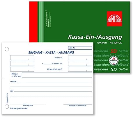Omega Kassaein Pressure/Ausgangsbuch SD A6 Horizontal/1 x 100 sheets of paper in, White