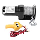 Treuil Électrique, Treuil de Levage Treuil de Télécommande Treuil avec Frein Automatique 12V pour Voiture Bateau Remorque ATV Quad, Capacité de Charge de 2000LB