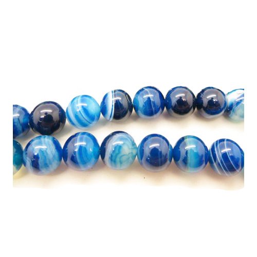 Charming Beads Filo 45+ Blu Agata 8mm Tondo Liscio Perline - (GS0263-2)