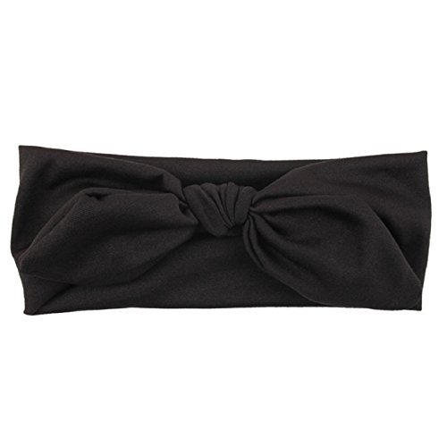 Susenstone Baby Kids Girls Rabbit Bow Ear Hairband Headband Turban Knot Head Wraps (Black)