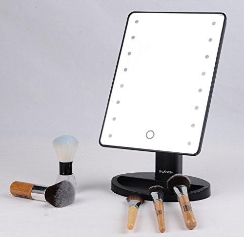 Signstek 16 LED batteriebetriebene Kosmetikspiegel 10 X Vergrößerungsfleck drehbar Schminkspiegel mit Beleuchtung für Make up, Schwarz - 9