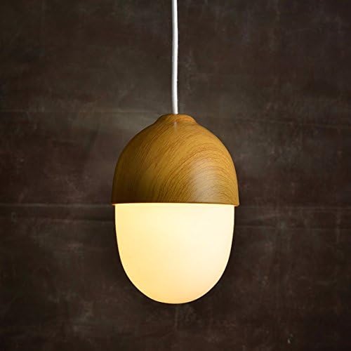 LONFENNE The Modern Elegance Style of Pendant Hanging Lamps, Natural Wood Color based with Glass Shade Pendant Ceiling Light, Retro Industrial Lamp Vintage Unique Design (Macadamia nut Shape),Acorn, Shape