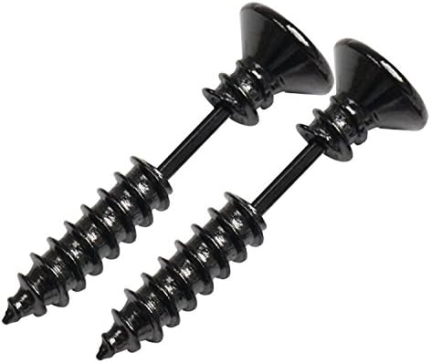 KingWinX 3D Cross Screws Ear Stud Earrings, Black