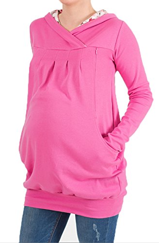 2 in 1 Maternity & Nursing breastfeeding warm Hoodie Top Pullover (S / M, Pink)