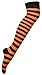 Produktbild New Womens Over Knee Long Horizontal Stripe Print Ladies Thigh High Striped Patterned Overknee Socks Orange & Black