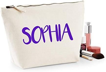 Personalised Name Make Up Accessory Bag ANY Name Kids Girls Birthday Christmas Gift Present (Natural)