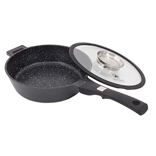 Sauteuse effet pierre à poignée fixe + couvercle 28 cm - Laguiole Qualité Pro