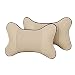 Produktbild RotSale® 2x Beige Auto Nackenkissen Kopfkissen Kopfstütze Halskissen Sitzbezug Kunstleder und Gedächtnisschaum