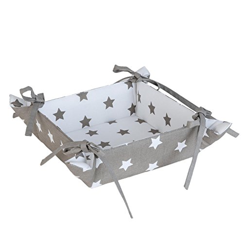 Clayre & Eef CAS47TP Catch a Star Brotkörbchen Brotkorb Wendemuster taupe ca. 35 x 35 cm