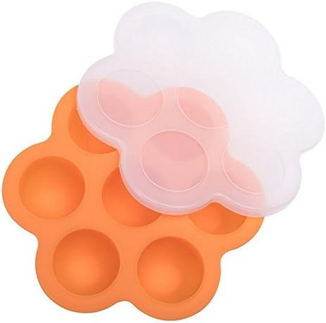 RENZE 7 Cups Silicone Baby Food Freezer Storage Container Clip On Lid For Vegetable &amp; Fruit Purees and Breast Milk - BPA Free &amp; FDA Approved (Orange)