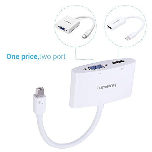Lumsing Mini Displayport (Thunderbolt-Port kompatibel) DP-HDMI-VGA-Konverter 2-in-1-Adapter Adapter für Macbook Pro Air iMac Oberflächen Pro 3 - 2