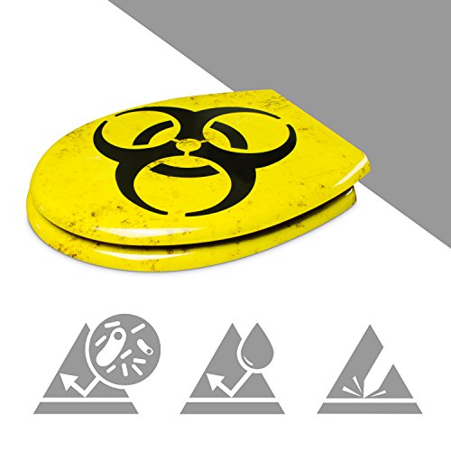 WC Sitz mit Absenkautomatik – „BIOHAZARD“ Design – Toilettendeckel mit Motiv aus Duroplast inkl. Montagesatz – VENKON - 3