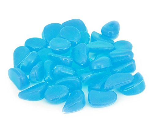 100 pcs Künstlich Hergestellte Glühen im dunklen Kiesel Leuchtsteine Nachtleuchtende Stein Leuchtkiesel Solarsteine für Aquarium/ Garten/ Rasen/ Terrasse Deko – Blau - 3