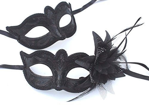 Sein und ihrs Zwei Schwarz venezianische Maskerade Partei Karneval Masken - 7