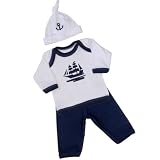 Premature Early Baby Clothes 3 Piece Set - Long Sleeved Top, Trousers & Hat 1.5lb - 7.5lb Navy