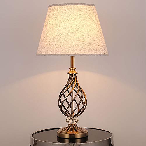 Traditionelle Tischlampe 25,2'Antik Messing Kerzenständer Brown Stoff Trommel Schatten für Wohnzimmer Cafe Familie Schlafzimmer Nacht LCNINGTD