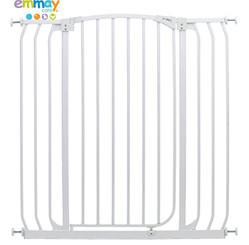 Emmay Care® Children Kids Baby Pet Stair Doorway Pressure Mount Metal Safety Gate - Extra Wide (108cm) Extra Tall (1M 1 Metre) Height (White)