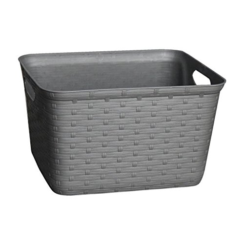 Mondex PLS708-16 Panier de Rangement Multiusage Aspect Rotin Plastique Wengé 39,5 x 34 x 22,5 cm 25 L