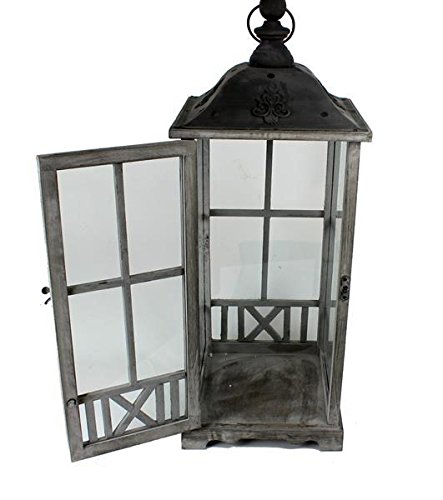 Holzlaterne Laterne Dekolaterne grau-braun 19x19x45,5 cm - 2