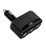 Está especialmente diseñado para dispositivos que consumen mucha energía. Convierta y aumente el encendedor de cigarrillos de su automóvil de 1 a 3 enchufes, así como 2 puertos USB; Adaptador de carga múltiple.